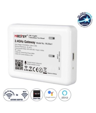 GloboStar® 73423 WL-Box1 Mi-BOXER Smart Bridge Gateway RF 2.4GHz to WiFi IEEE 802.11b-g-n DC 5V 500mA - IP20 - Μ9 x Π6.6 x Υ15cm - 5 Years Warranty